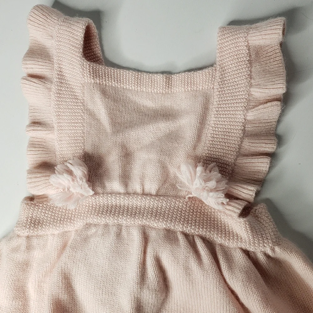 Cashmere 4 Ply Ruffled Romper Bloomer Sz 3 Adjustable Straps Luxury Cottagecore